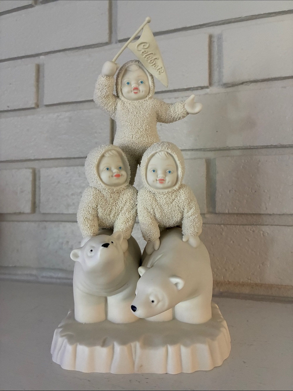 Vintage Department 56 - Polar Bear Angel Figurine Trio